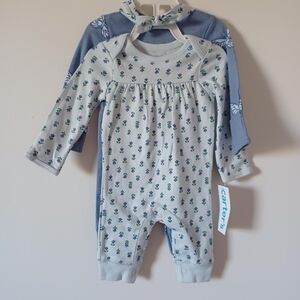 NWT Carter's Blue Floral And Butterfly Baby Outfit With Matching HeadbandNewborn